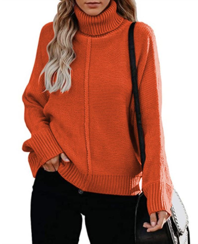 Pullovers Fashion High Neck Loose OL Commuter Knit Big Size Women Pullover Casual Long Sleeved Pullover Soft Elegant Basic Knitted Tops