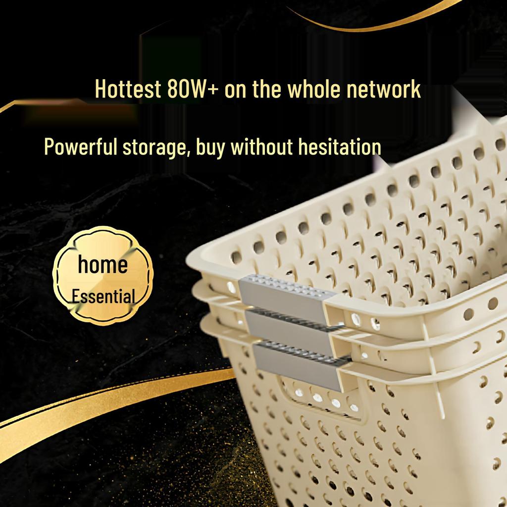 Japanese-Style Snack & Sundries Organizer: Large Plastic Basket for Kitchen, Cabinet, or Desktop Storage.