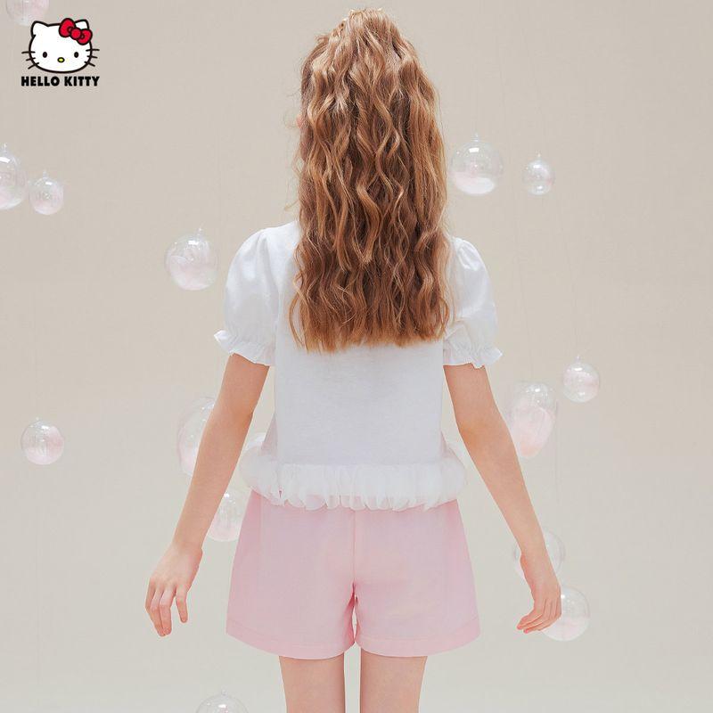 Melody Girls' Summer Outfit Stylish Children's Summer Clothes Girls' Summer Short-Sleeve T-Shirt and Shorts Two-Piece Set Trendy
