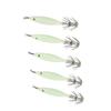 5 Stück 8cm Angelköder mit Haken Tintenfisch Jig Holz Garnelen Köder für Outdoor Salzwasser Süßwasser