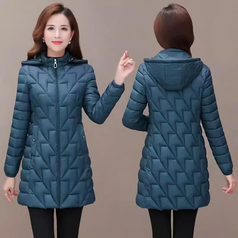 Women's Winter Mid-Length Thickened Slim-Fit Jacket Middle-Aged Stylish Elegant Simple Slimming Top