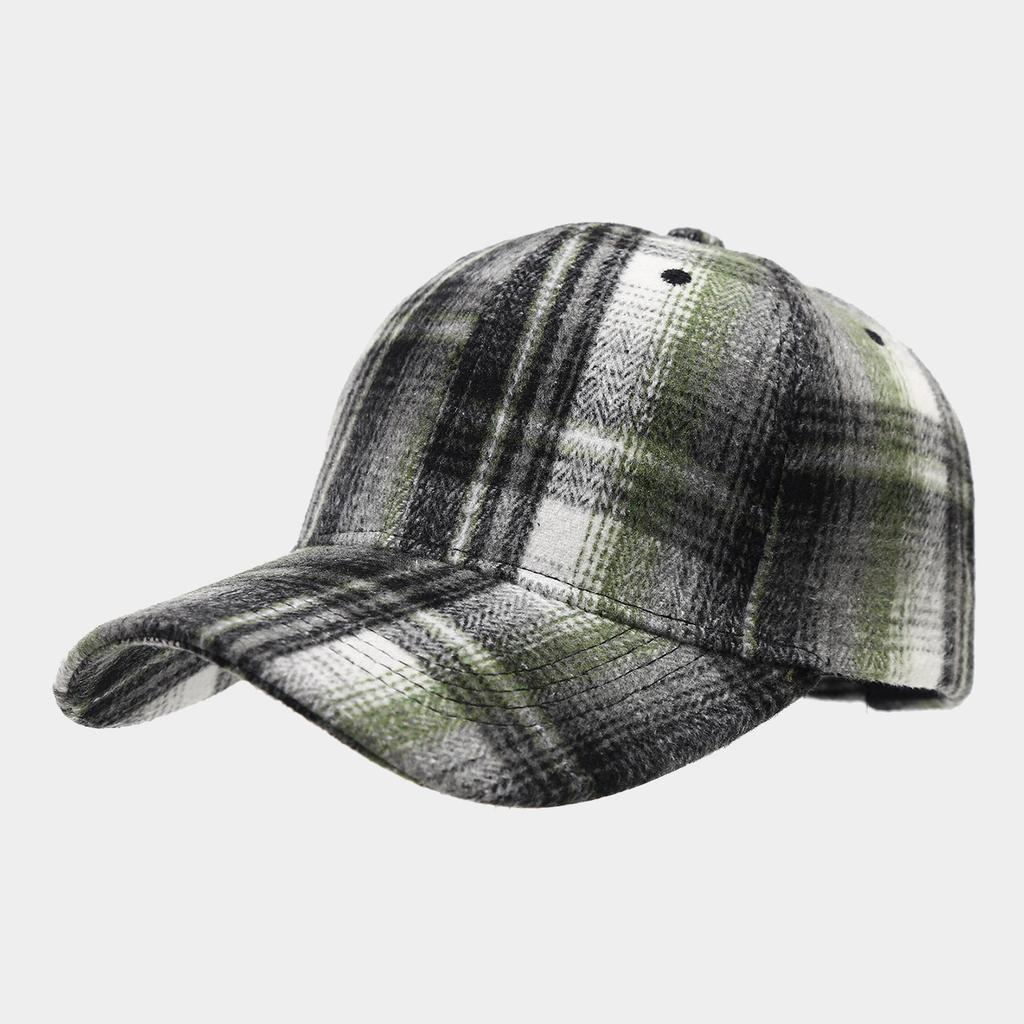 Britischer Stil literarische und Retro karierte Woll-Baseballkappe für Männer und Frauen Herbst und Winter Outdoor-Mode thermische Schirmmütze