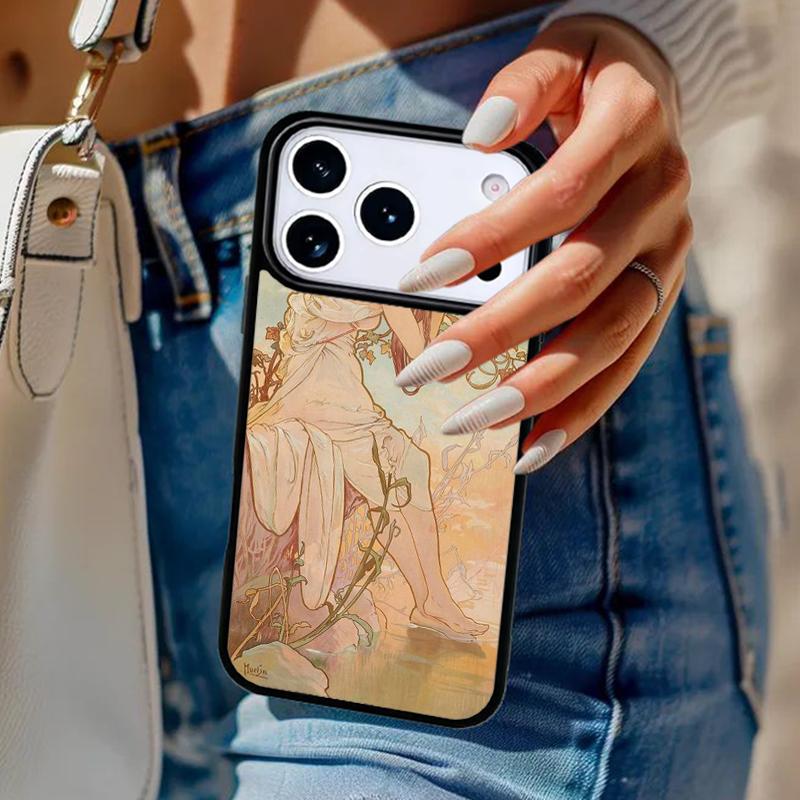 Alphonse Mucha Painted Phone Case For iPhone 17 Air 14 15 13 12 Max Cover For Apple 14 15 16 16e 11 Pro Max Plus Coque