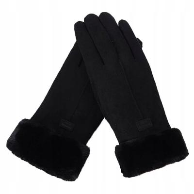 Women's Leather Gloves Touchscreen Black R03