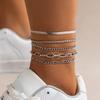 Sweet and Cool Casual Rhinestone Beach Anklet Simple Snake Bone Chain Thin Chain Anklet Female