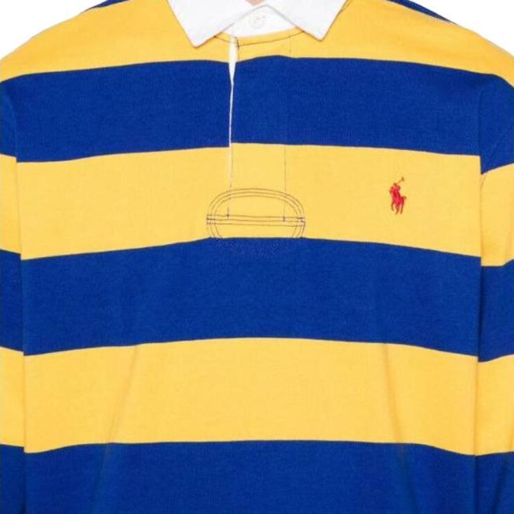 Polo Ralph Lauren Striped Logo Embroidered Long Sleeve Polo Shirt Men Tops Yellow 710717116-047