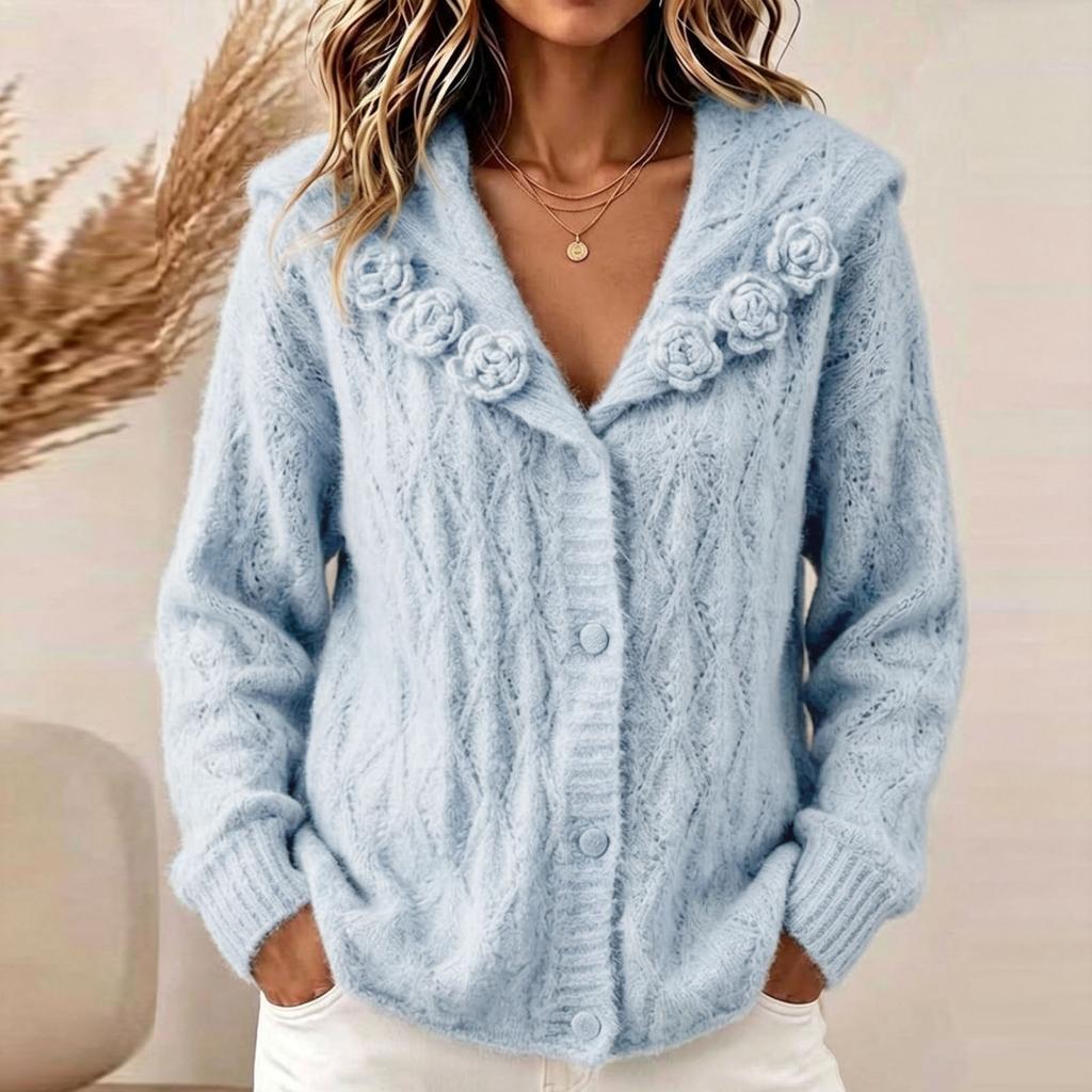 Women's Color Casual Long Sleeve Sweater Coat, Fashion Knit Outerwear for Fall Winter Everyday Wear