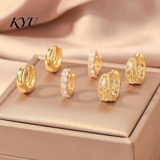 Gold Ear Cuff No Piercing 3 Pairs Cuffs, Minimalist Metal Hollow Zirconia Clip-on Earrings Non Cartilage for Women, Fashionable Pierced Jewelry Daily