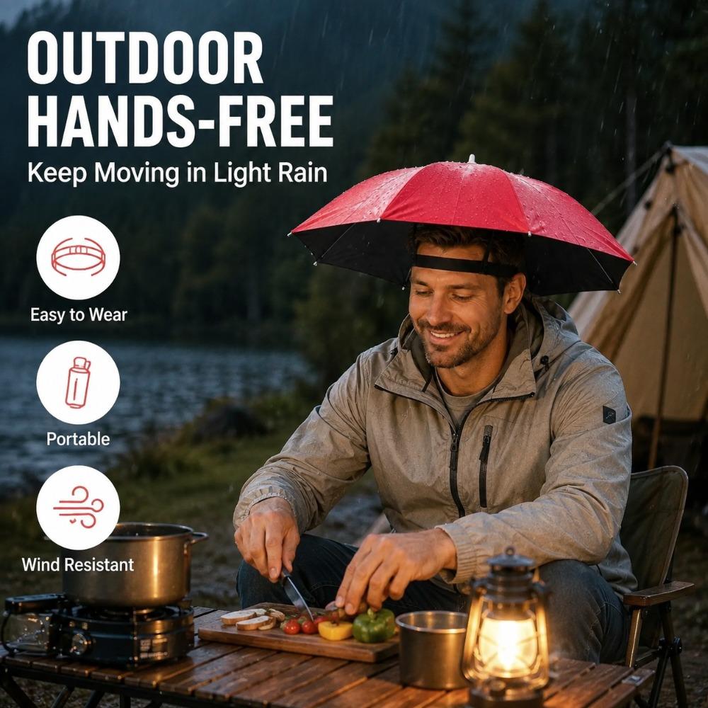 Hands Free Umbrella Hat Foldable Waterproof Head Sunshade for Outdoor Fishing Gardening Hiking Travel and Rainy Weather Use