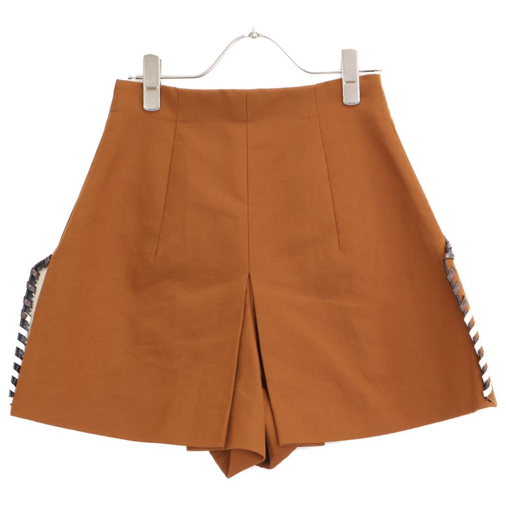 TOGA PULLA TP51-FF230 Brown Leather Stitch Shorts Bottoms 34 BrownUsed