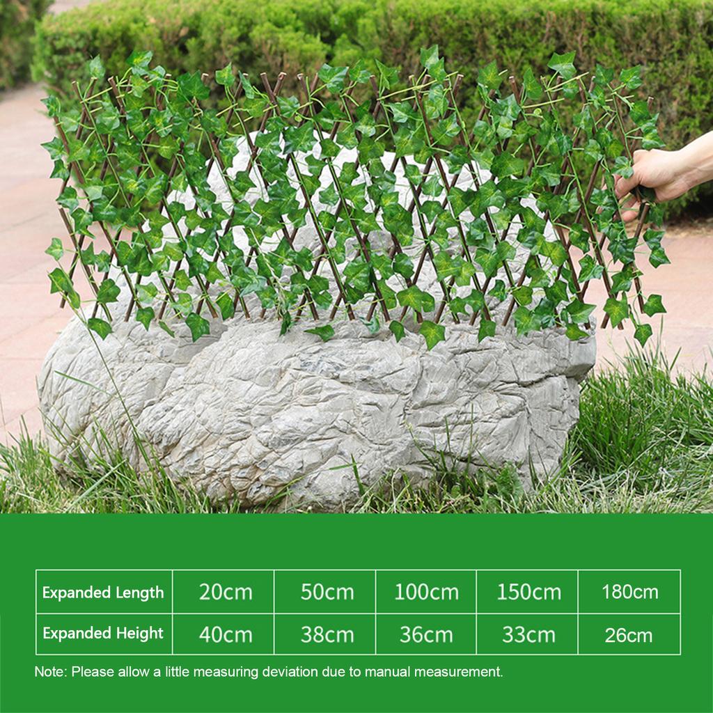 Simulation Fence Fence Telescopic Fence Fake Flowers Green Leaves Outdoor Garden Fence Wall Guardrail Decorative Leaves Blocking Plants Small