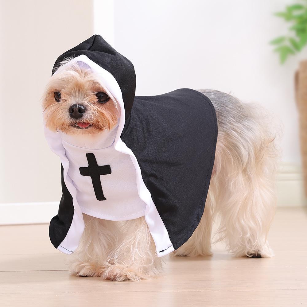 

Halloween Pet Nun Costume: Funny Transformation Pullover for Cats & Dogs. S