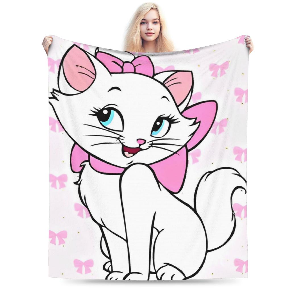 Aristogatos Marie Gato Mantas Tejidas Rosa Lana Manta de Tiro Verano Aire Acondicionado Portátil Suave Cálido Colcha