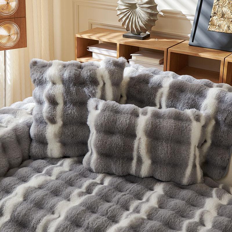 Tykke imitert kaninpels Plysjsofa Glidetrekk Sklisikkert mykt sofa Håndkle Sofa Putetrekk for stue Moderne hjemmeinnredning