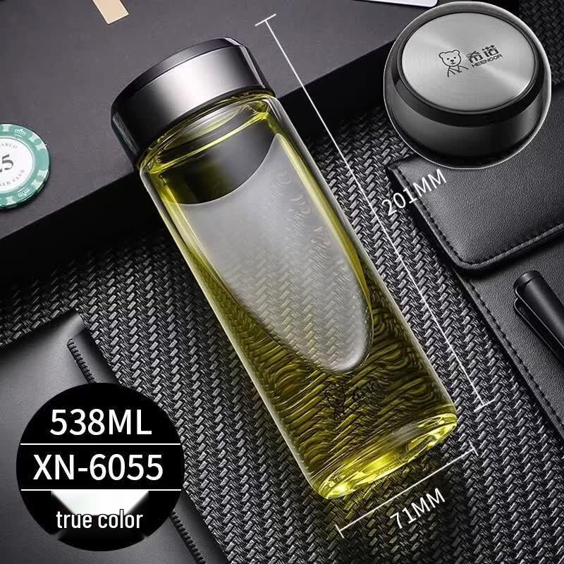 Heenoor Borosilicate Glass Water Bottle with Lid