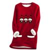 Ladies' Loose And Comfortable Round Neck Christmas Print Thick With Pockets Long Sleeved Top