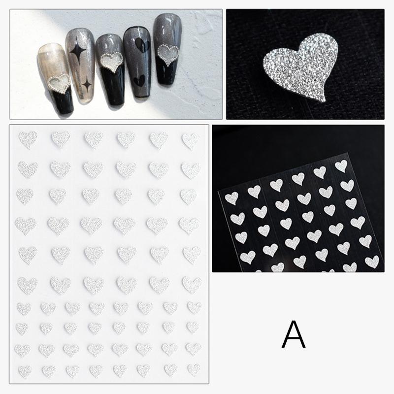 

1Pcs Mirror Silver Star 3D Nail Sticker Love Hearts Butterfly Adhesive Nail Decals Manicure Nail Art DIY Decoration Wraps