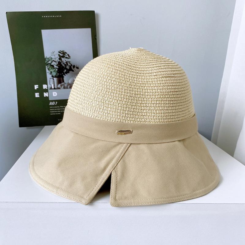 Straw Splicing Open-brimmed Bucket Fisherman's Hat Children's Mid-green Spring and Summer Fashion Versatile Sunshade Basin Hat
