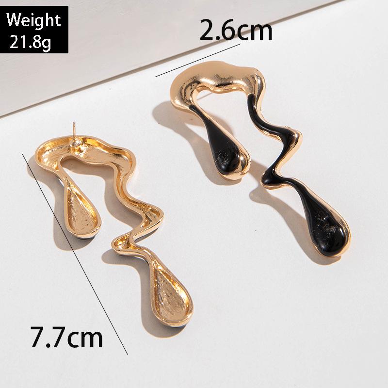 Fashion Multi-color Alloy Dripping Oil Irregular Earrings Niche Personality Liquid Design Sweet Cool Earrings