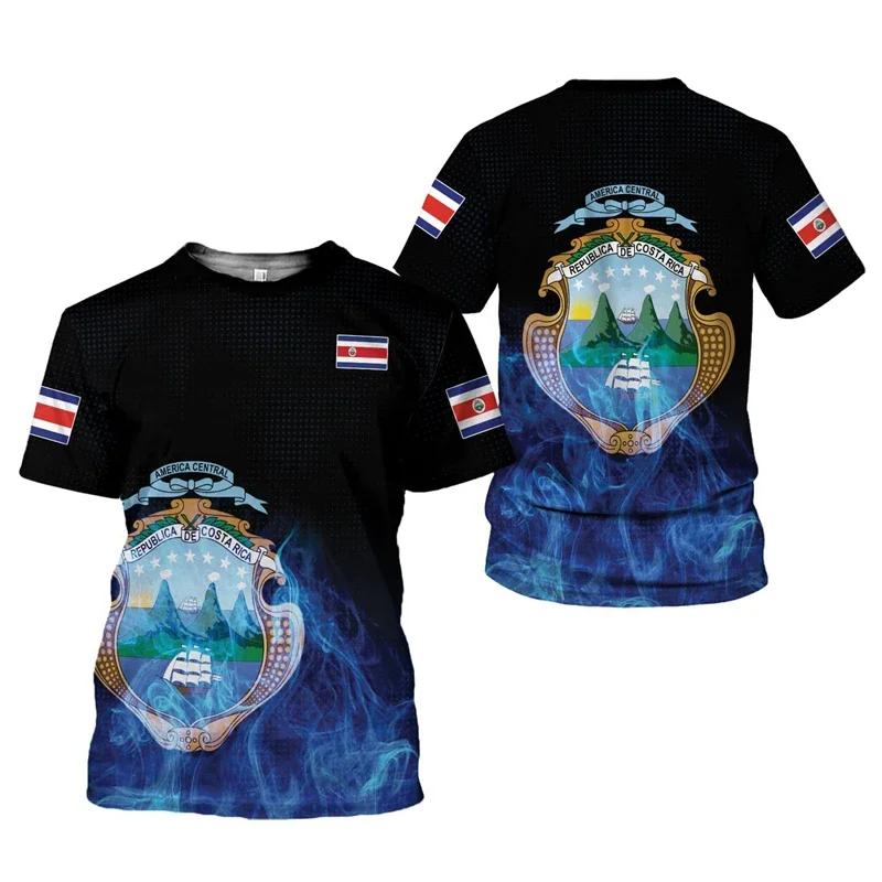 2024 New Costa Rica Flag Graphic 3D Print T-shirt Costa Rica National Emblem Men's Tops  National Day Gifts Personalized Tee