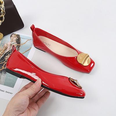 Flache Schuhe für Damen, neue modische Einzelschuhe mit quadratischem Kopf für Damen, bequeme weiche Sohle, flache Sohle, Damenschuhe, Größe L, 44