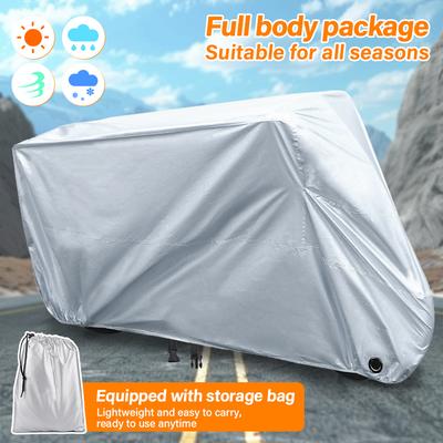 Electric Car Cover Motorcycle Protective Cover 190T Silver Sunscreen Waterproof  Rain Dust Motorcycle Coat Length 3 Meters