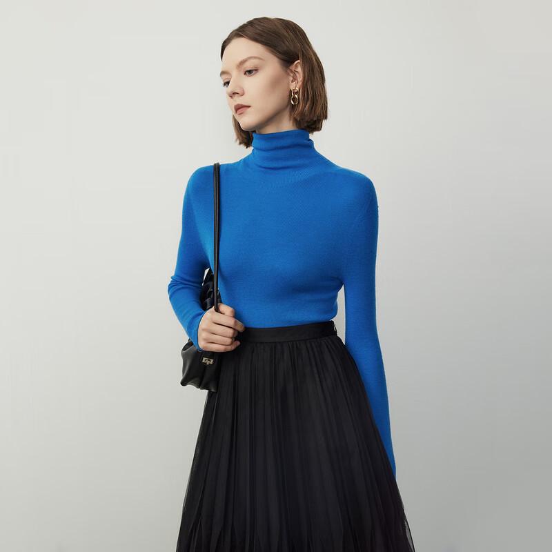 LANCY Pure Wool High-Neck Knit Sweater