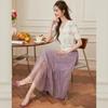 Bailuyu Sweet V-Neck Floral Jacquard Knit T-Shirt