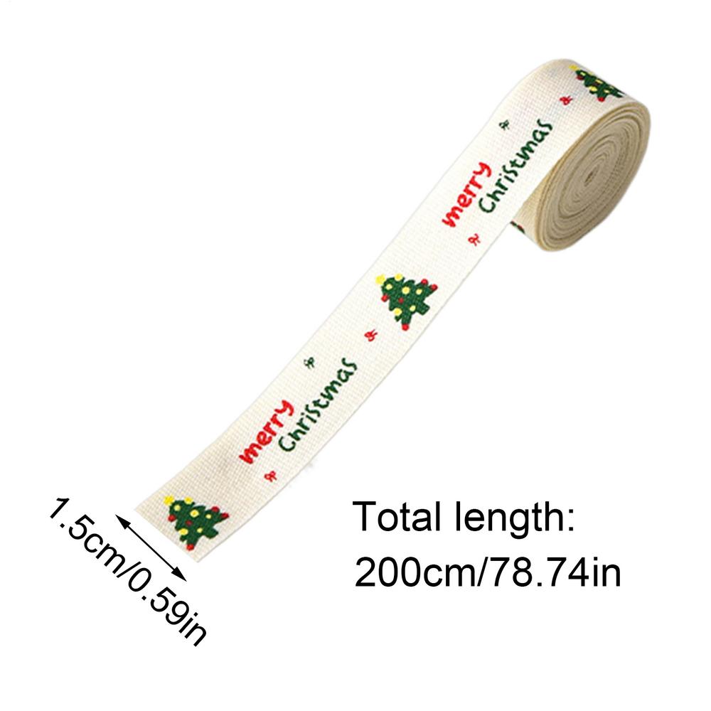 2.2 Yards Christmas Ribbon Printed Christmas Polyester Ribbon Handmade Gift Packaging Holiday Ribbon Christmas Tree Decorations