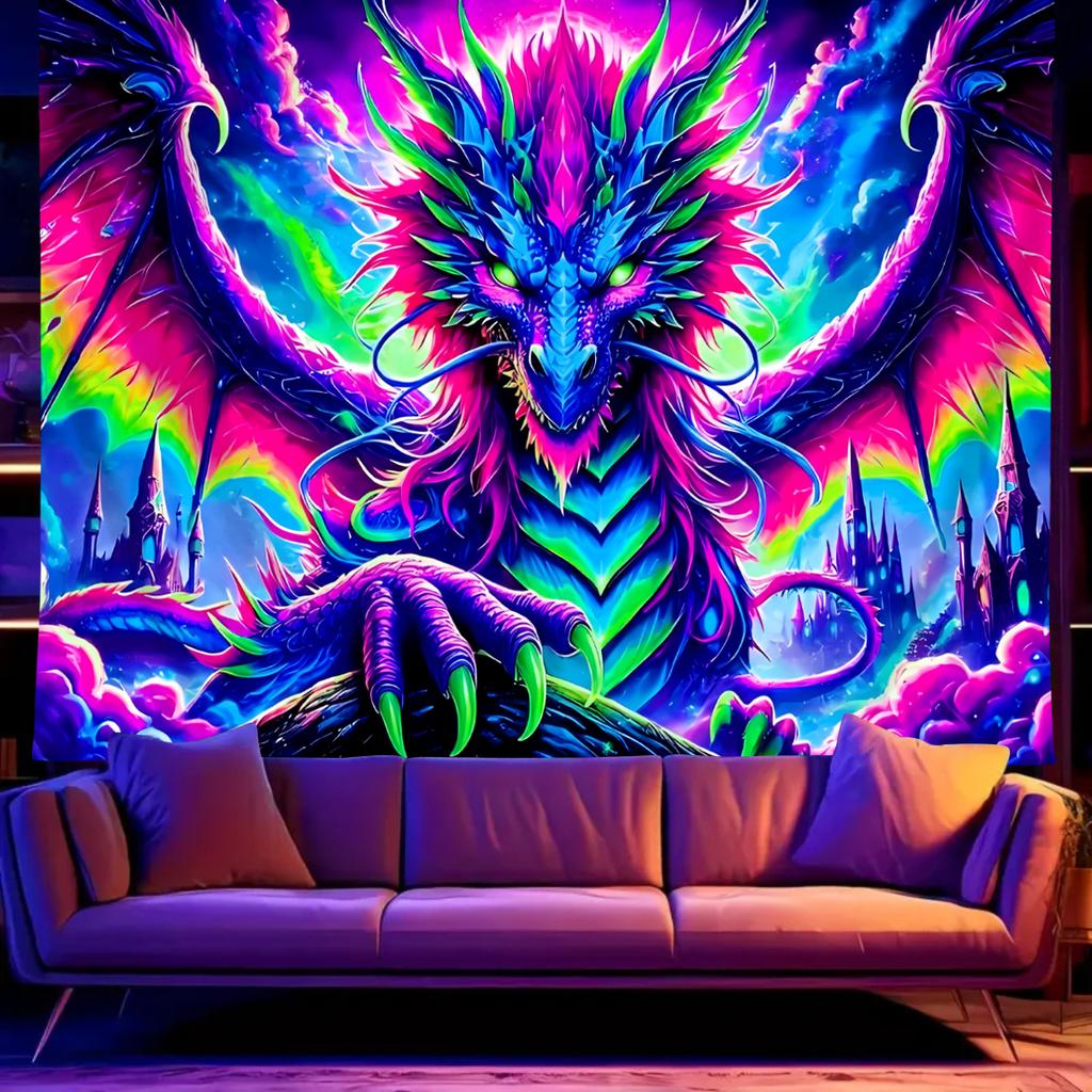 VIKAMA Drachenschuppen Wandteppich Kosmisch Blau Gaming-Zimmer Hintergrund Böhmische Wohnzimmer Dekorative Stoffe