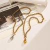 18k Gold-Plated Stainless Steel & Titanium Necklace with Baroque Pearl, European American Style, High-Class Feel, Fade-Resistant OT Buckle for Women.