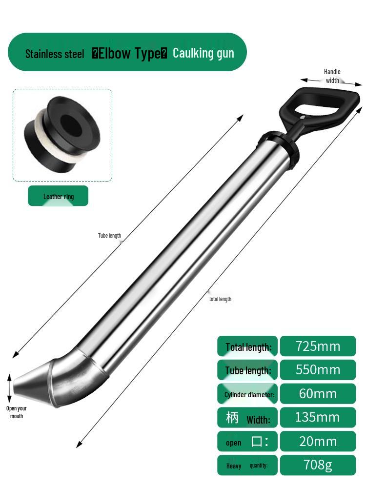 Stainless Steel Cement Mortar Caulking Gun & Grouting Syringe for Doors and Windows