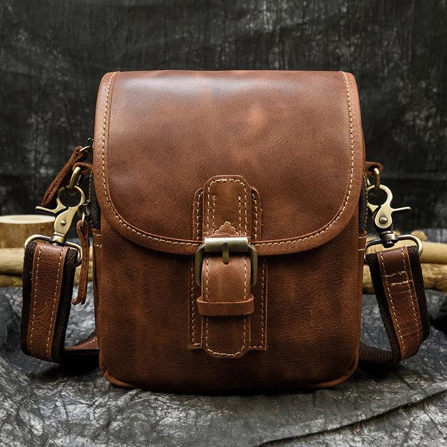 

Genuine Leather Shoulder Waist Bag Small Mens Womens Natural Skin Crossbody Phone Bag Portable Front Mini Bags Anti Theft
