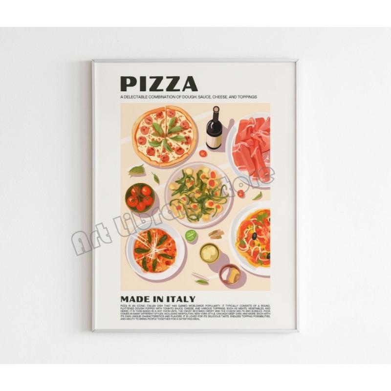 Retro Italian Japanese Thai Food Pizza Sushi Paella Poster Canvas Painting Wall Pictures Home Kitchen Decor Housewarming Gift