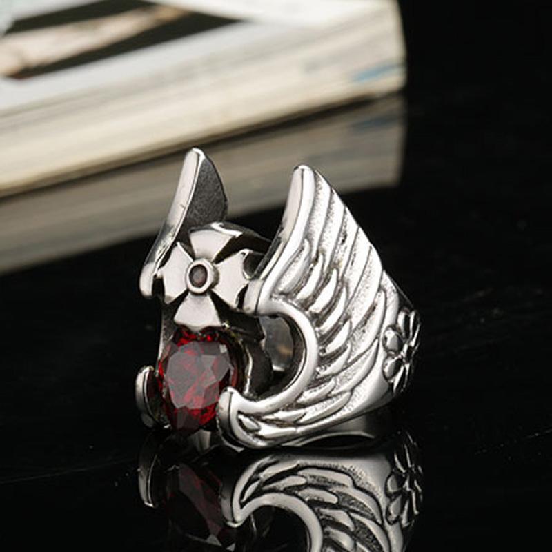 Anello da uomo punk con motivo della personalità in acciaio al titanio anello di Thor