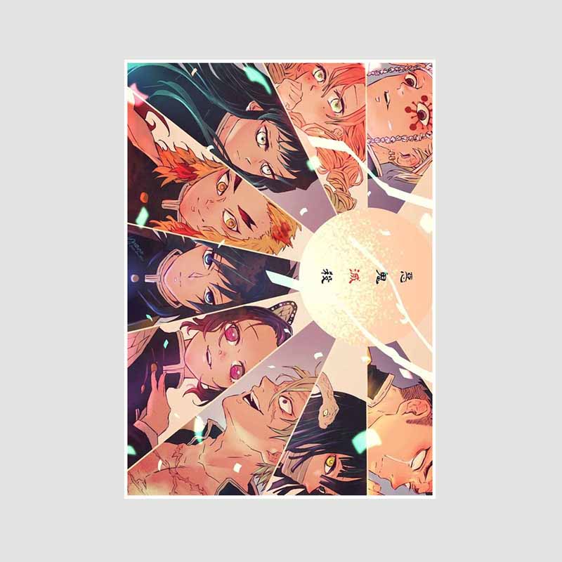 

Японский комикс фильм «Убийца демонов» поезд «Муген» аниме-постеры Kimetsu No Yaiba Белый бумажный постер Художественная роспись настенное украшение Фреска Домашний декор 30x21cm