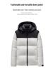 Men's 2025 Winter Hooded Patchwork Down Jacket: Black/Gray/Wine Red