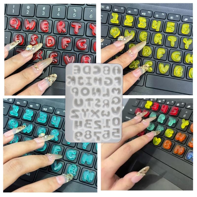 Cijfer en Letter Siliconen Vormen Eenvoudig Los te Maken Voor Handgemaakte Keycap Hars Bedeltje Toetsenbord Decoratie en Epoxy Hars