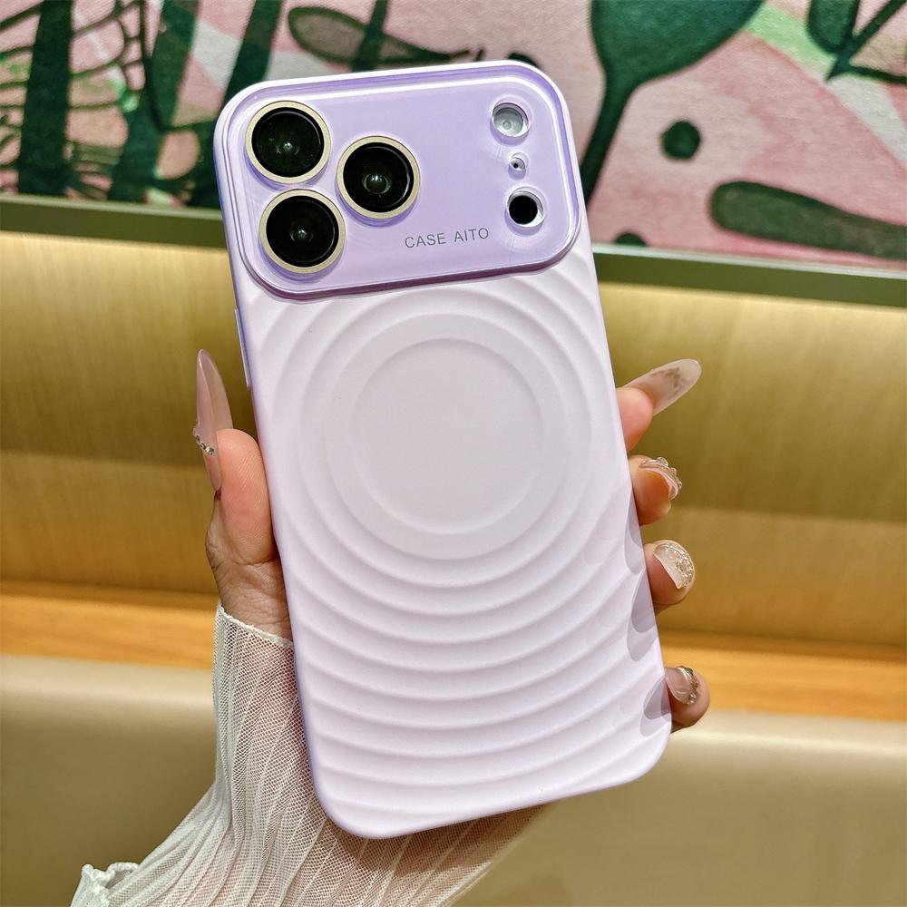 Fashion Liquid Silicone Water Ripple Pattern Big Window Case For iPhone 17 Pro Max 16 15 14 13 For Magsafe Magnetic Charge Cover