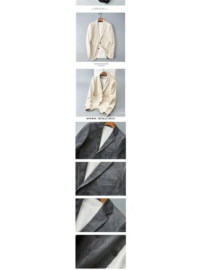 Men's Retro Striped Corduroy Suit Jacket - Slim Fit, Casual Business Wear for Spring and Autumn