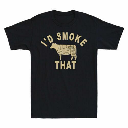 I d Smoke That Cow BBQ Meat Grilling Humor Men s T-Shirt Funny Gift Cotton Tee L