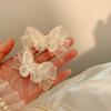White Mesh Butterfly Pearl Hair Clip - Women's Duckbill Hairpin Bow Accessory