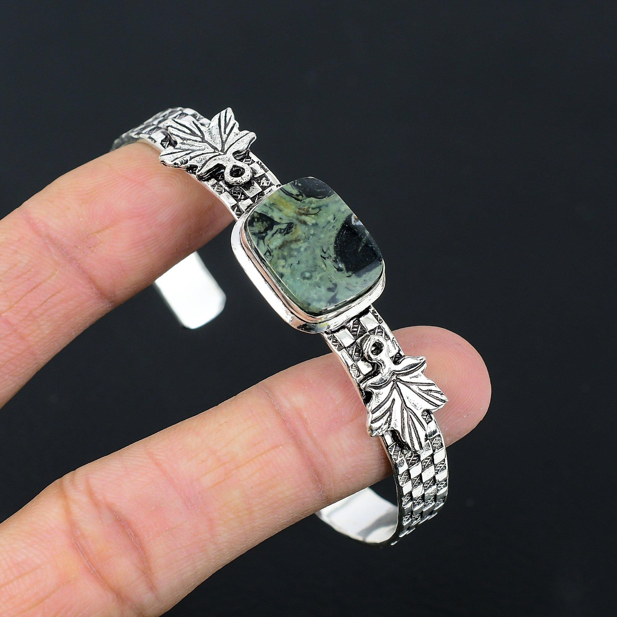 

Серебро 925 пробы Сияющий камень Камбаба Яшма Юбилей Помолвка Браслет Ювелирные изделия Adjustable