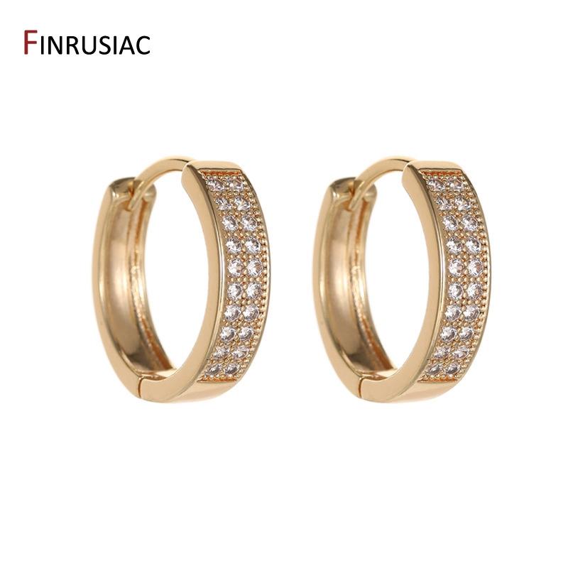 Gold Plated Charming High Quality Round Zircon Earrings For Glamour Women's Fashion Jewelry