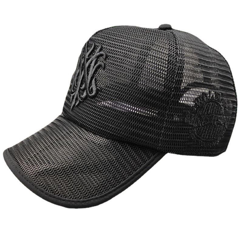 

Brim Mesh Baseball Cap Totem Pattern Brim Hat Summer Breathable Casual Men s Hat Big Head Circumference High Top Five-Piece Hat Black black word Medium adjustable 55-59cm
