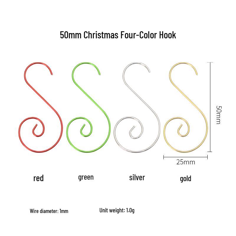Metalowe haczyki S z drutu na ozdoby świąteczne, biżuterię i skarpety bożonarodzeniowe