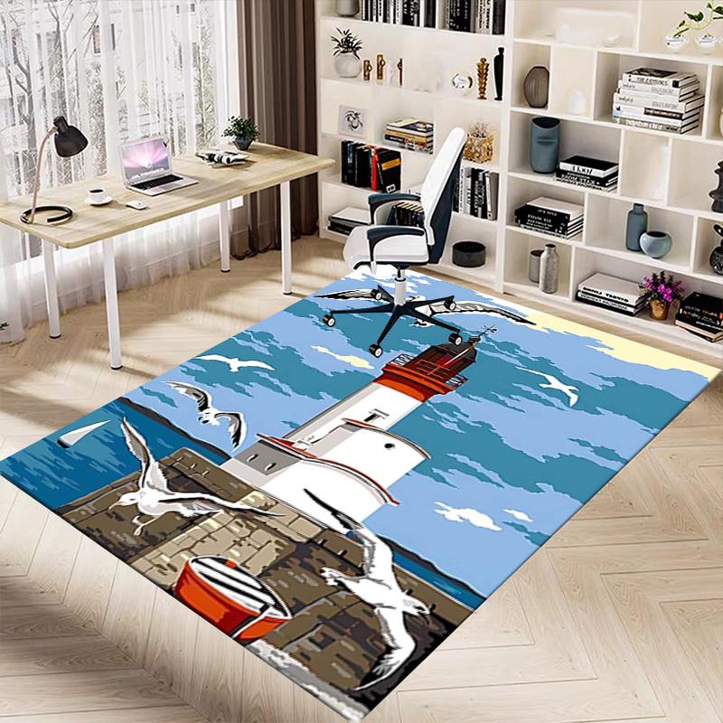 1PC lighthouse seagulls Anti-slip carpet, suitable for Office, bedroomand playrooms. It can also be used as a sofa footrest cover-W92