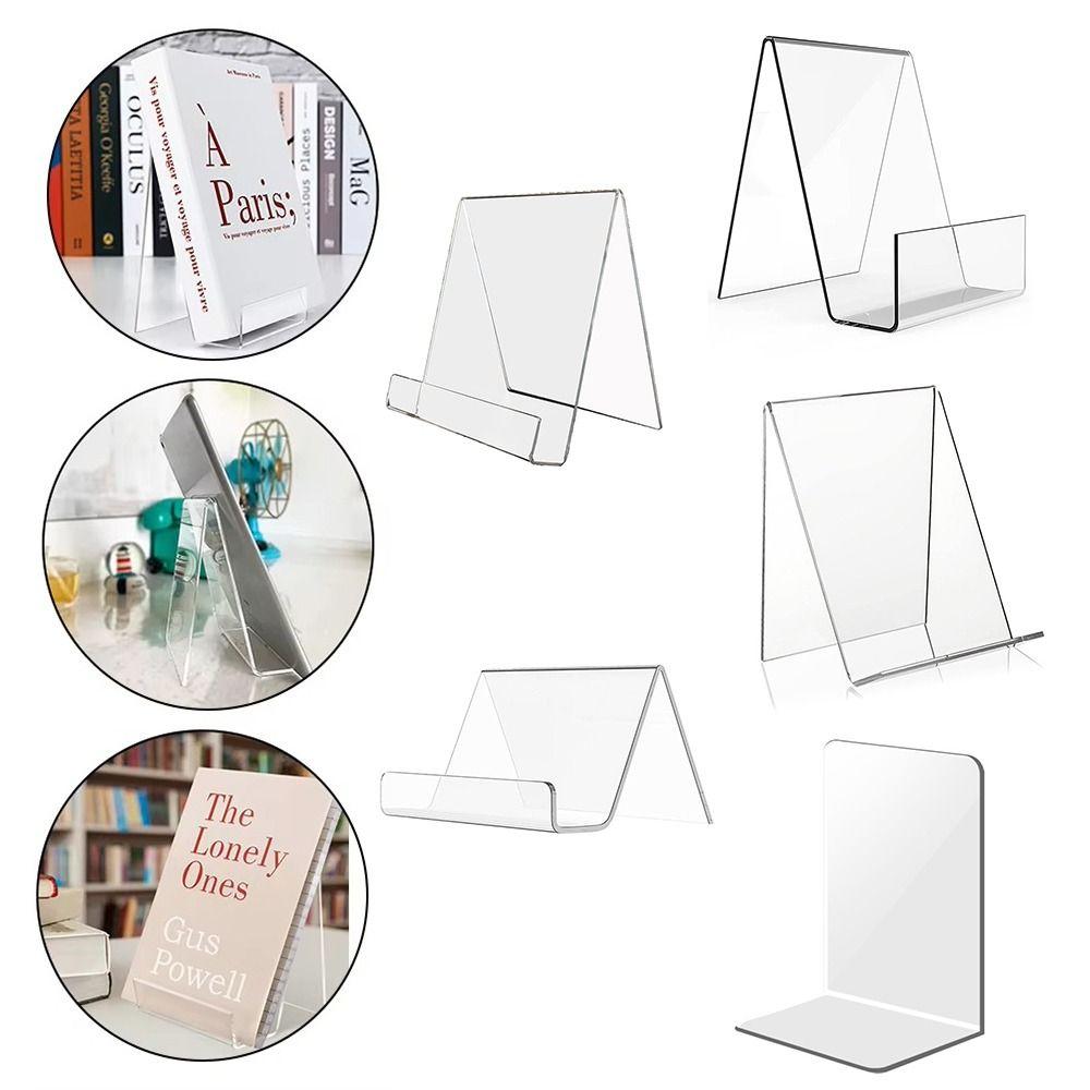 Minimalist Acrylic Book Holder Multi Functional Transparent CD Display Rack Portable Mobile Phone Support Desktop Use