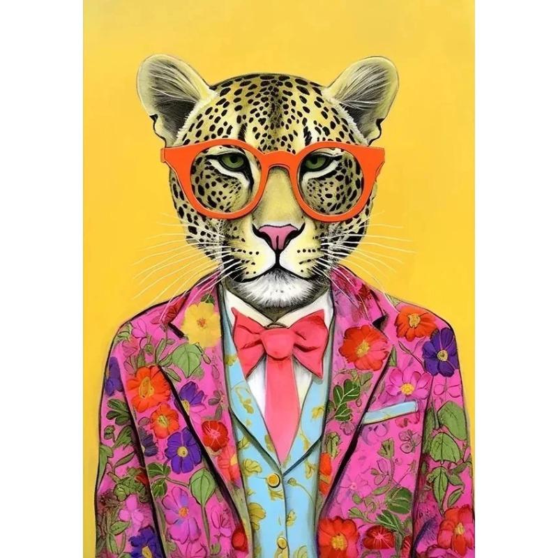 

Abstract Fashion Animal Wall Art Tigers Giraffe Zebra Funny Poster Print Club Wall Decor 21X30CMNo Framed