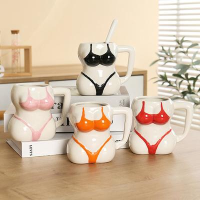 Tazza Divertente da Donna Bikini Corpo Nudo Sexy Tazza da Caffè in Ceramica con Manico Tazze da Colazione in Porcellana per Latte